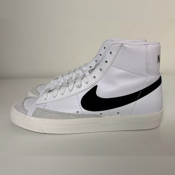 Nike Shoes - Nike White High-Top blazers Sneakers with Black Swoosh